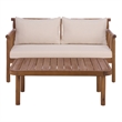 Safavieh Cardori Wood Bench + Table in Teak / Brown / Cream