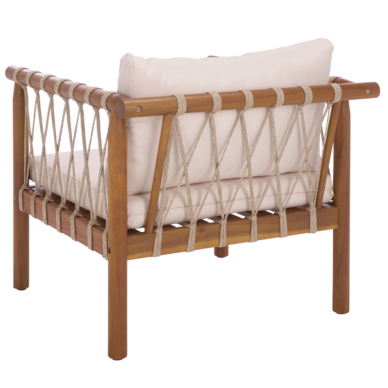 Safavieh Sabrina Wood Chair Set of 2 in Teak / Brown / Cream