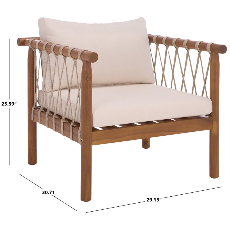 Safavieh Sabrina Wood Chair Set of 2 in Teak / Brown / Cream