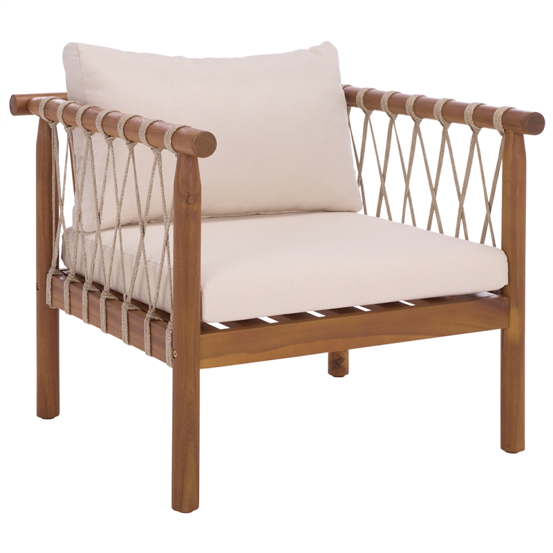 Safavieh Sabrina Wood Chair Set of 2 in Teak / Brown / Cream