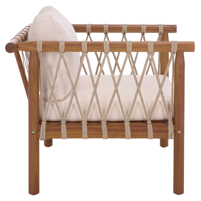 Safavieh Sabrina Wood Chair Set of 2 in Teak / Brown / Cream