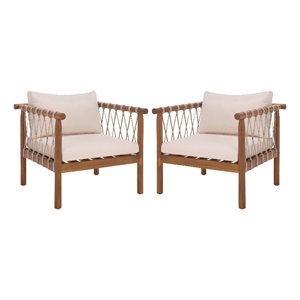 Safavieh Sabrina Wood Chair Set of 2 in Teak / Brown / Cream
