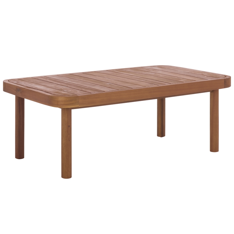 Safavieh Sabrina Wood  Bench + Table in Teak / Brown / Cream