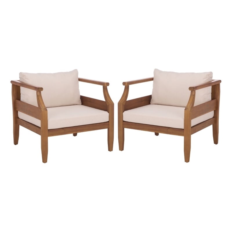Safavieh Alta Wood Chair Set of 2  in Teak / Brown / Cream