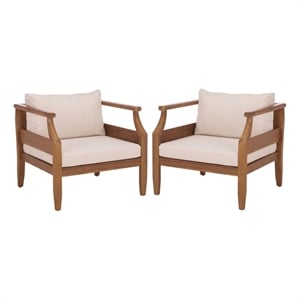 Safavieh Alta Wood Chair Set of 2  in Teak / Brown / Cream