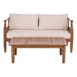 Safavieh Alta Wood Bench + Table in Teak / Brown / Cream