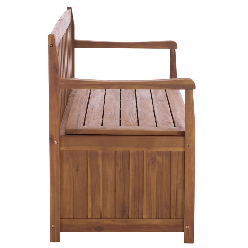 Safavieh Kelter Wood Bench Box in Teak