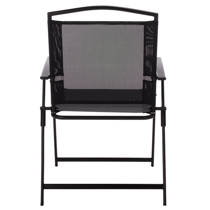 Safavieh Alvin Metal and Rattan Folding Chair Set of 2 in Black / Black
