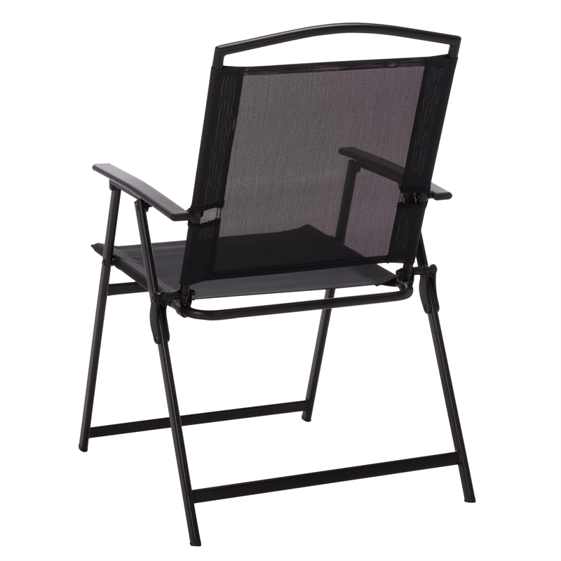 Safavieh Alvin Metal and Rattan Folding Chair Set of 2 in Black / Black