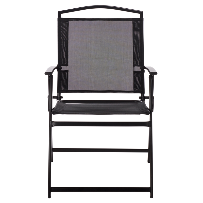 Safavieh Alvin Metal and Rattan Folding Chair Set of 2 in Black / Black