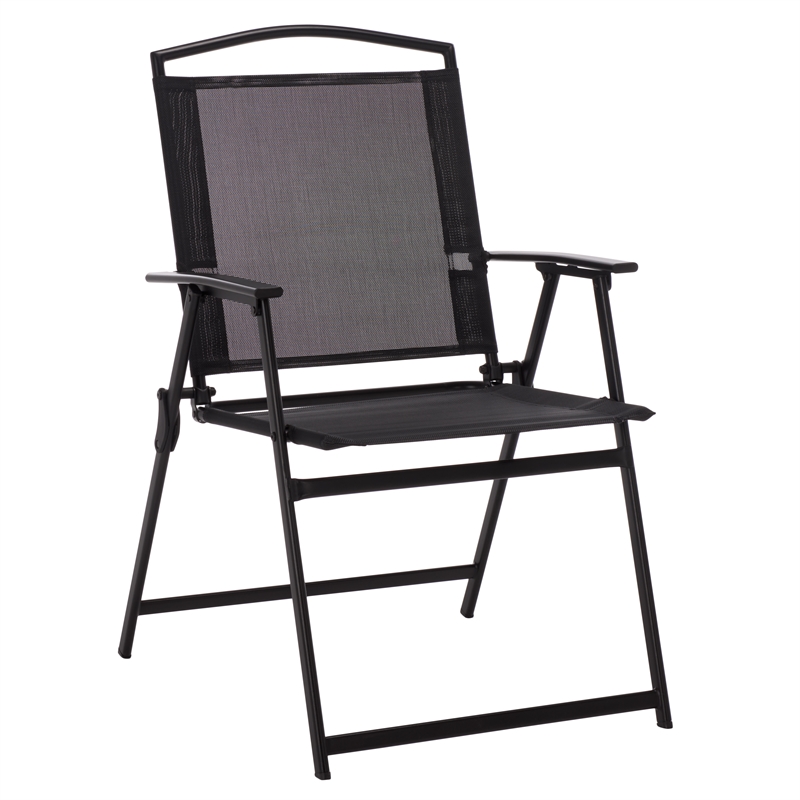 Safavieh Alvin Metal and Rattan Folding Chair Set of 2 in Black / Black