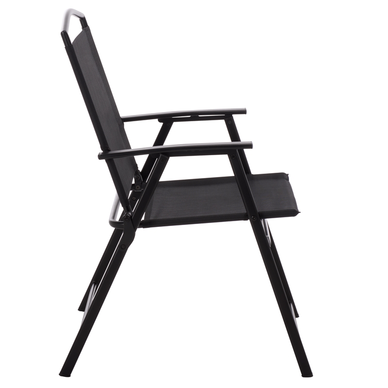 Safavieh Alvin Metal and Rattan Folding Chair Set of 2 in Black / Black