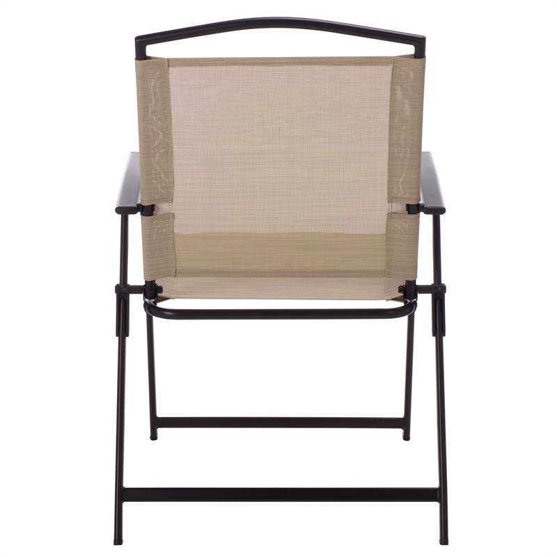 Safavieh Alvin Metal and Rattan Folding Chair Set of 2 in Black / Cream
