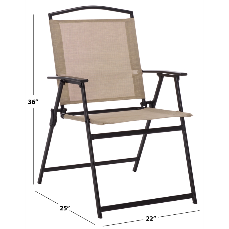 Safavieh Alvin Metal and Rattan Folding Chair Set of 2 in Black / Cream