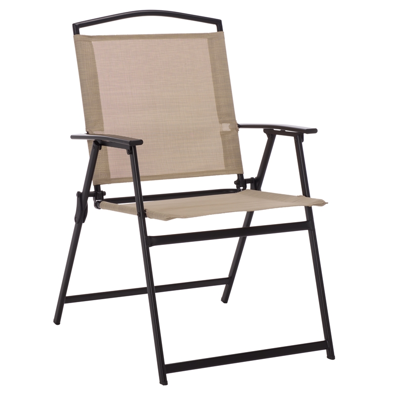 Safavieh Alvin Metal and Rattan Folding Chair Set of 2 in Black / Cream