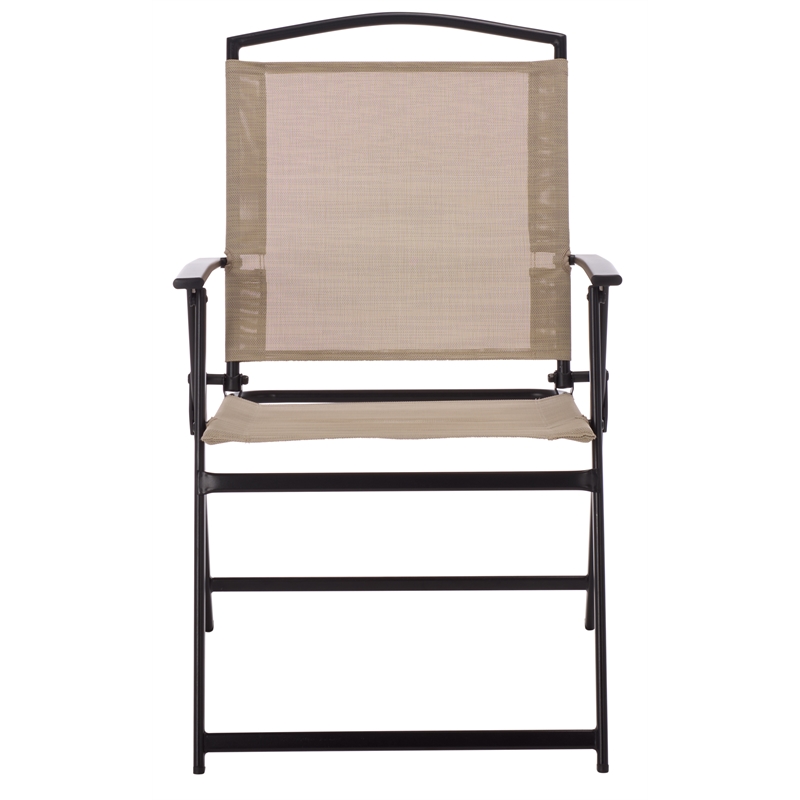 Safavieh Alvin Metal and Rattan Folding Chair Set of 2 in Black / Cream