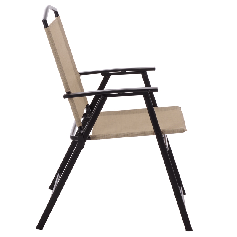 Safavieh Alvin Metal and Rattan Folding Chair Set of 2 in Black / Cream