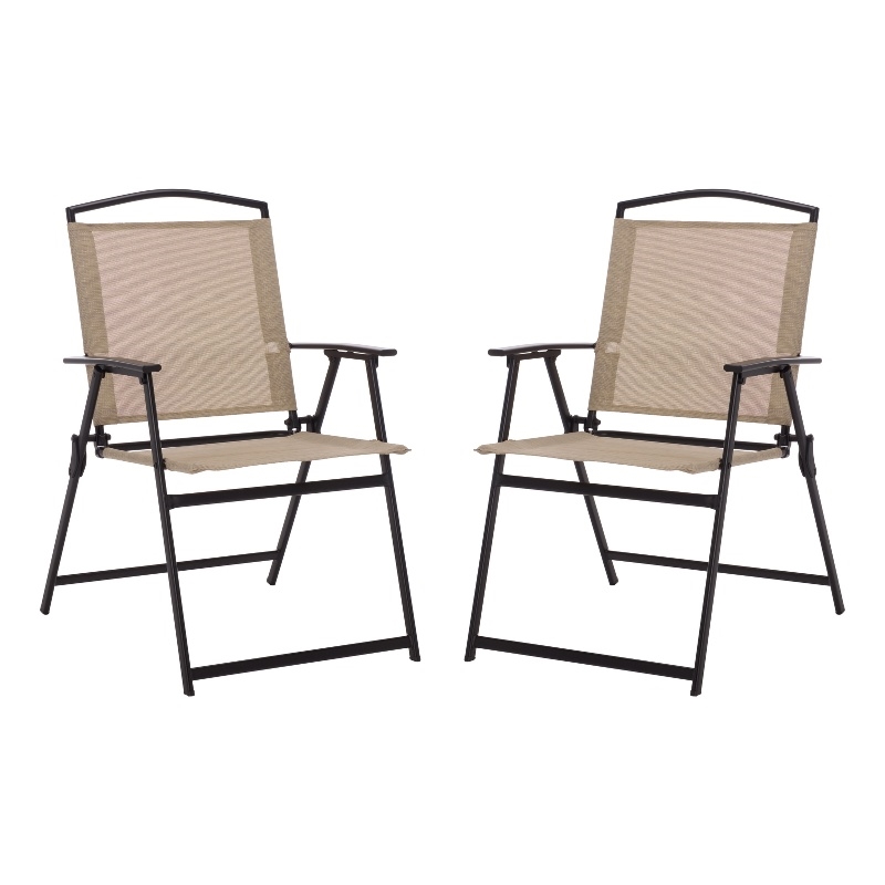 Safavieh Alvin Metal and Rattan Folding Chair Set of 2 in Black / Cream