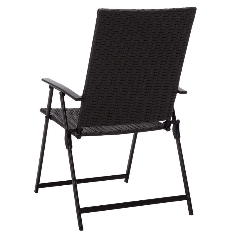 Safavieh Simon Metal Folding Chair Set of 2 in Black / Black