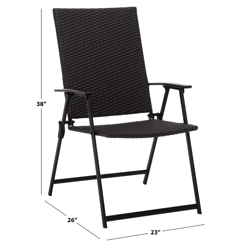 Safavieh Simon Metal Folding Chair Set of 2 in Black / Black