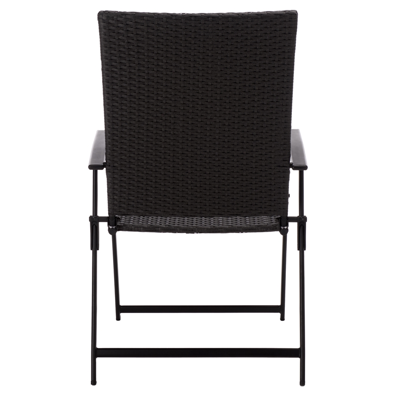 Safavieh Simon Metal Folding Chair Set of 2 in Black / Black
