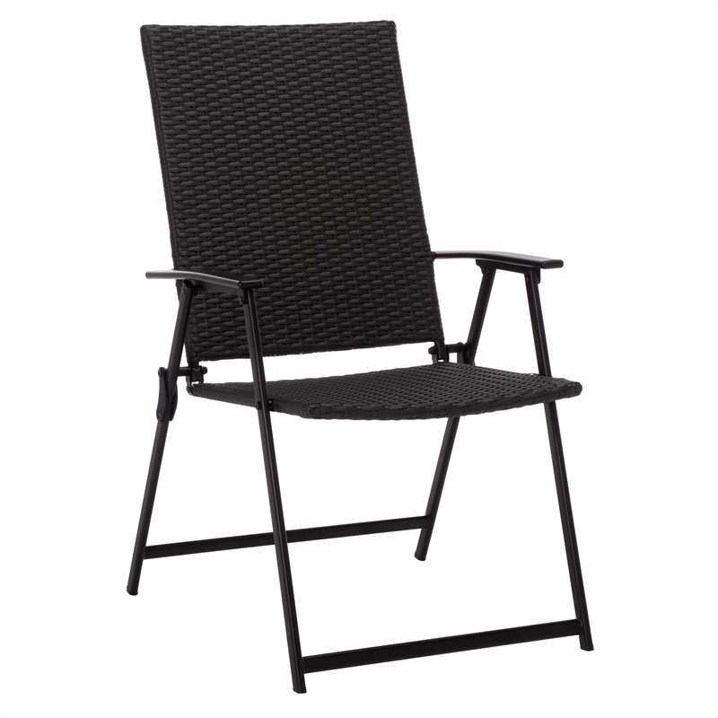 Safavieh Simon Metal Folding Chair Set of 2 in Black / Black