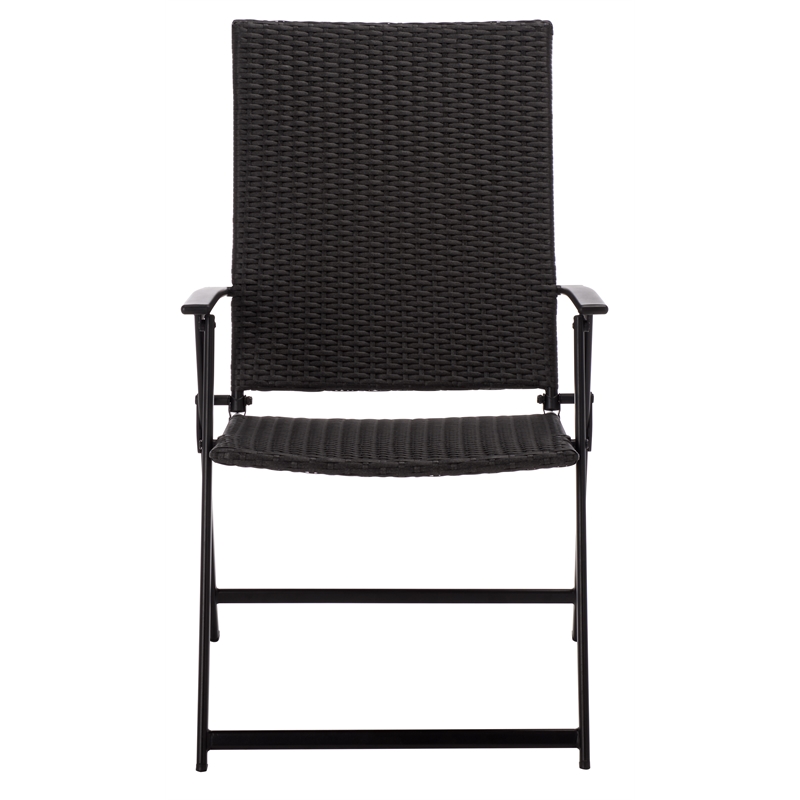 Safavieh Simon Metal Folding Chair Set of 2 in Black / Black