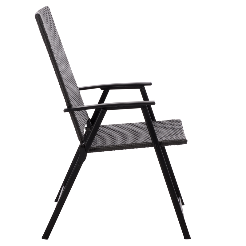 Safavieh Simon Metal Folding Chair Set of 2 in Black / Black