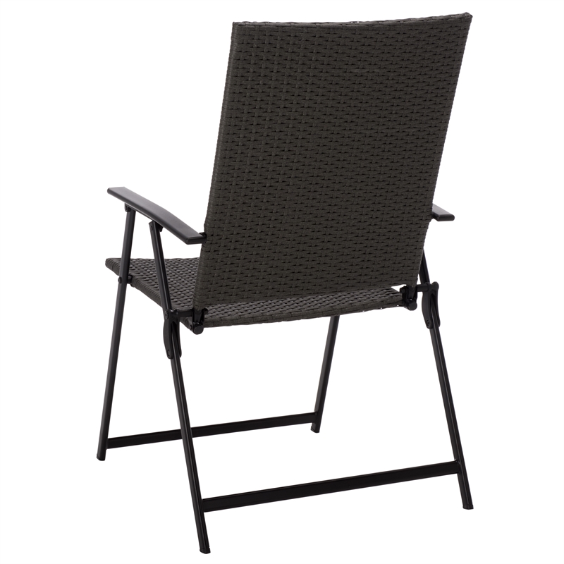 Safavieh Simon Metal Folding Chair Set of 2  in Black / Gray