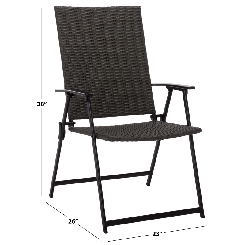 Safavieh Simon Metal Folding Chair Set of 2  in Black / Gray