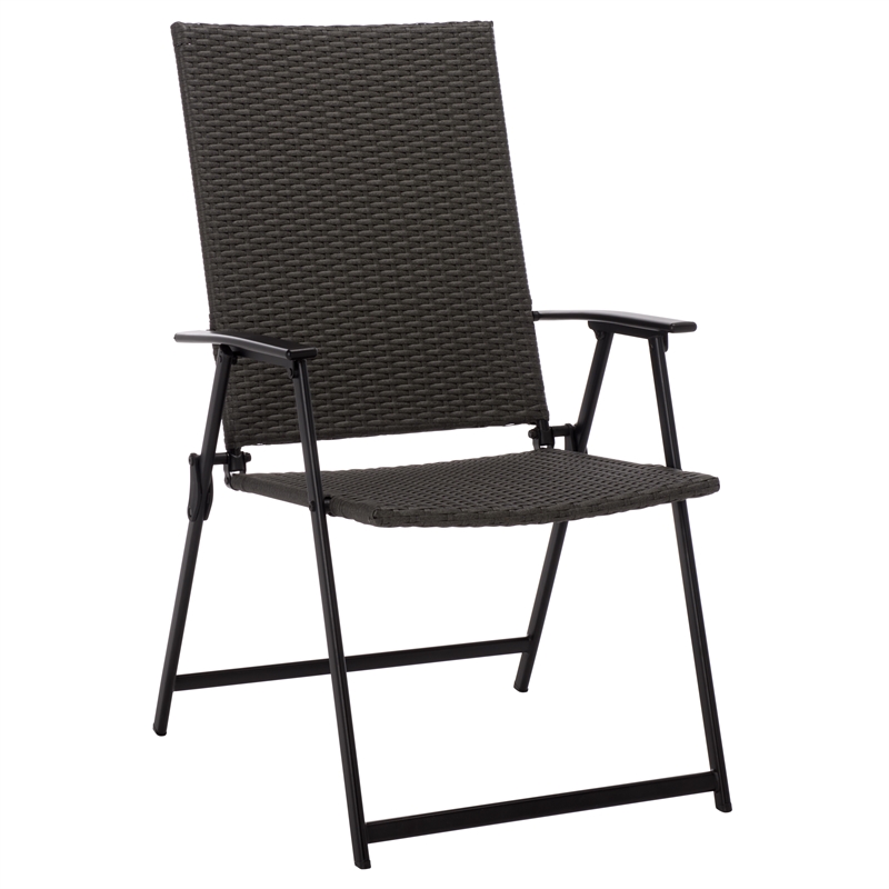Safavieh Simon Metal Folding Chair Set of 2  in Black / Gray