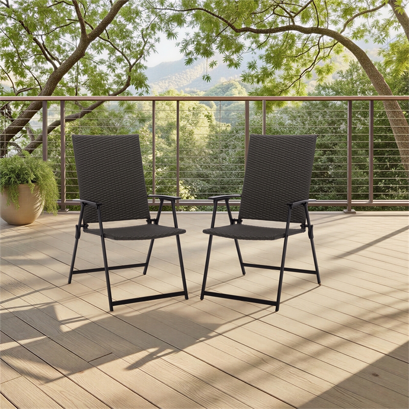 Safavieh Simon Metal Folding Chair Set of 2  in Black / Gray