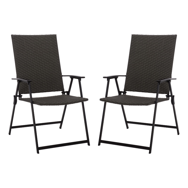 Safavieh Simon Metal Folding Chair Set of 2  in Black / Gray