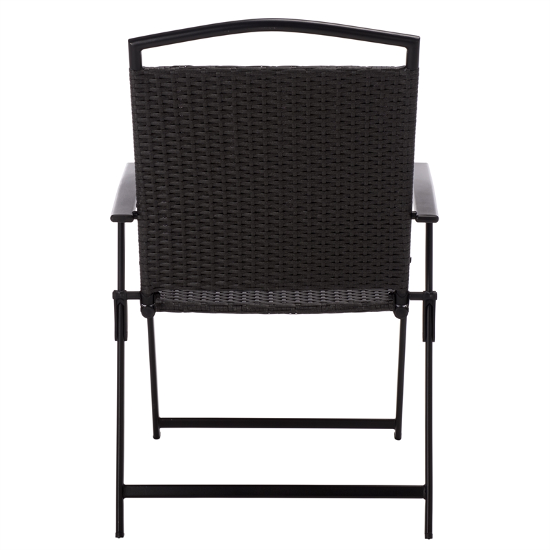 Safavieh Dory Metal and Rattan Folding Chair Set of 2  in Black / Black