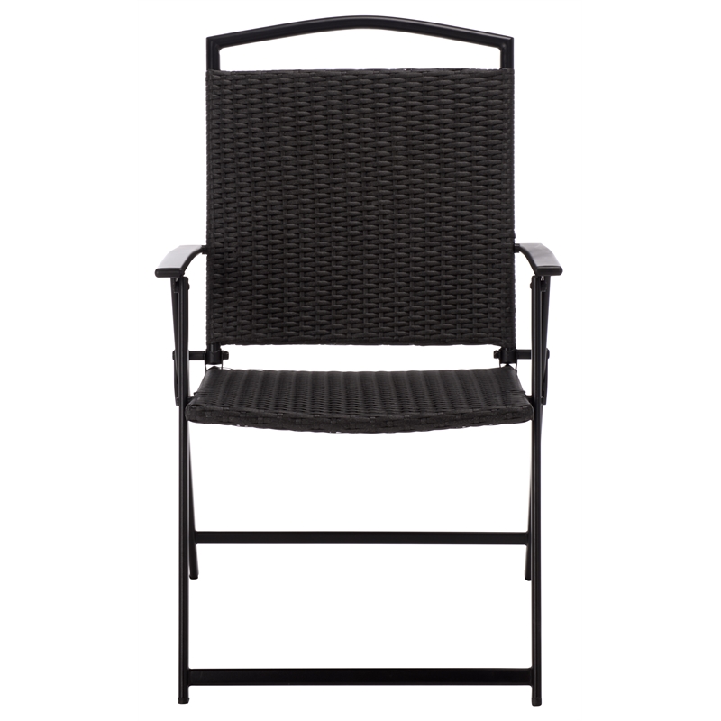 Safavieh Dory Metal and Rattan Folding Chair Set of 2  in Black / Black