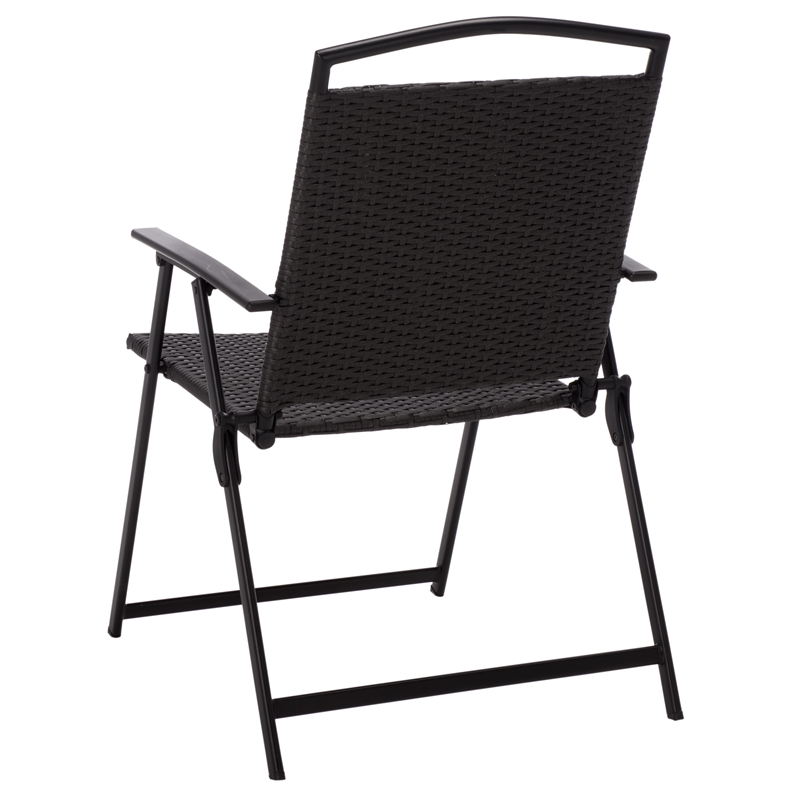 Safavieh Dory Metal and Rattan Folding Chair Set of 2  in Black / Black