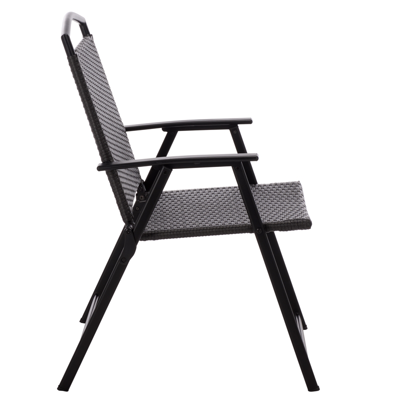 Safavieh Dory Metal and Rattan Folding Chair Set of 2  in Black / Black