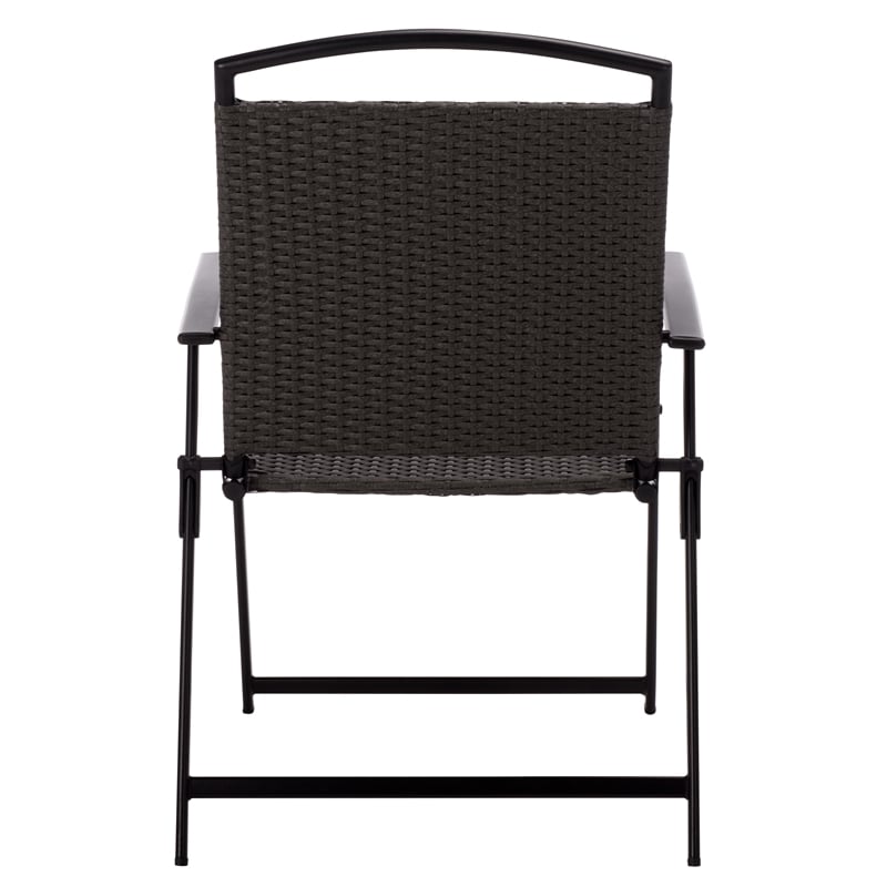 Safavieh Dory Metal and Rattan Folding Chair Set of 2 in Black / Gray