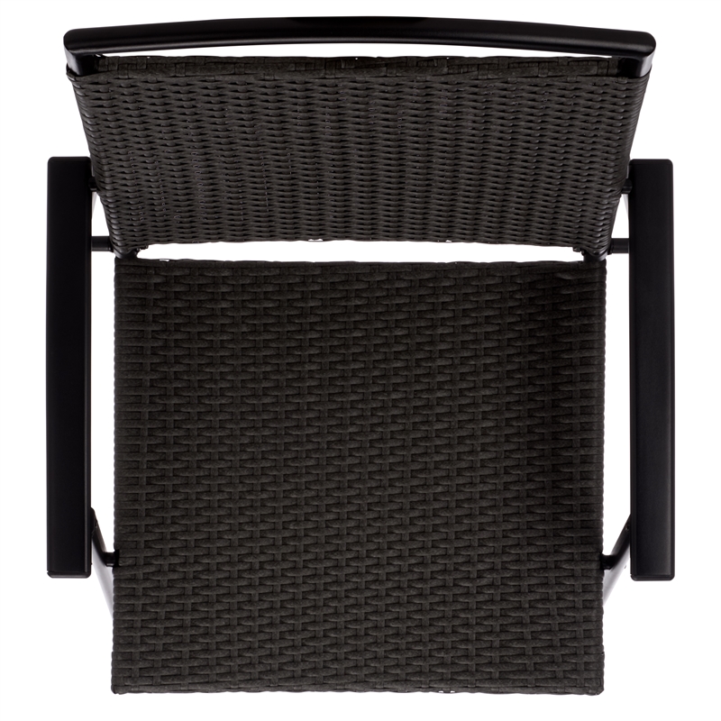 Safavieh Dory Metal and Rattan Folding Chair Set of 2 in Black / Gray