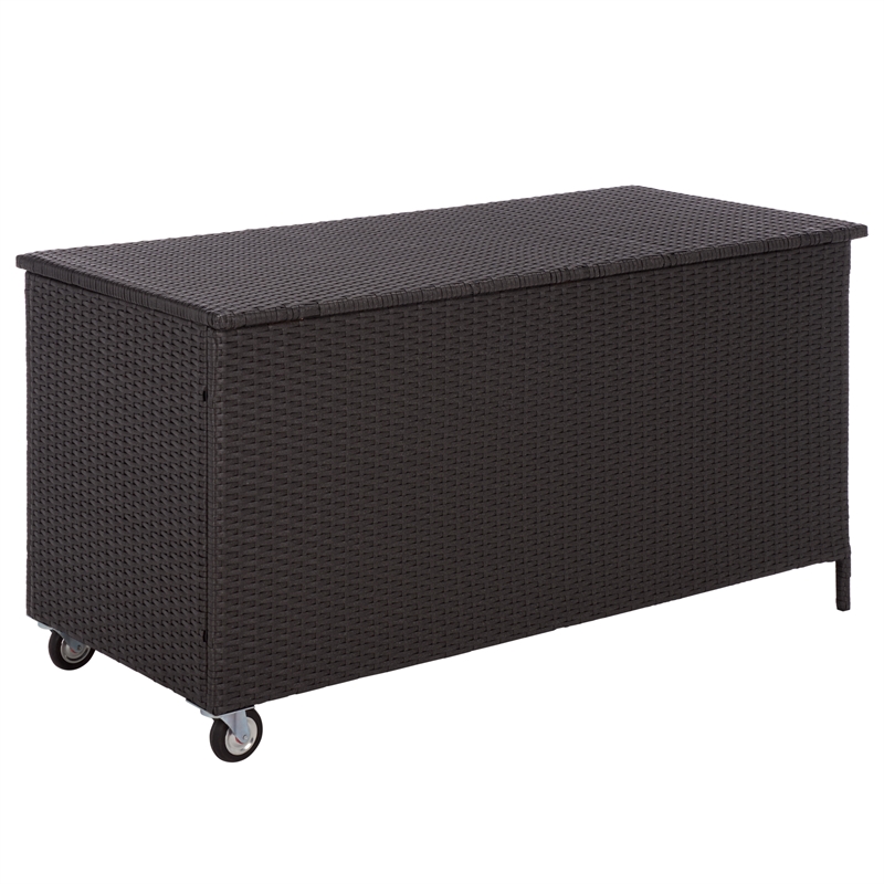 Safavieh Kent Metal and Rattan Cushion Box in Black