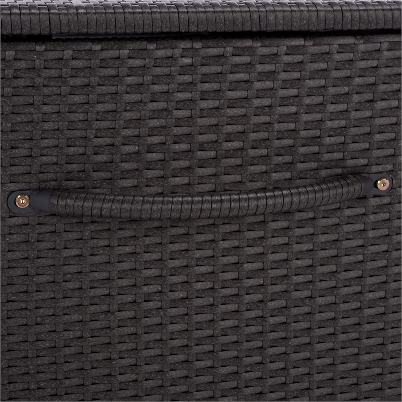 Safavieh Kent Metal and Rattan Cushion Box in Black