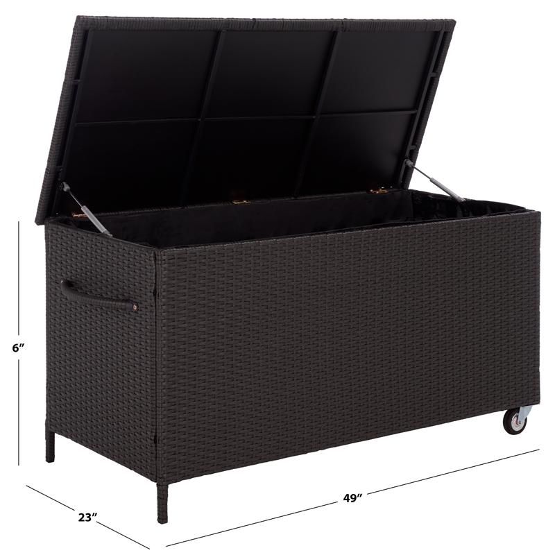 Safavieh Kent Metal and Rattan Cushion Box in Black