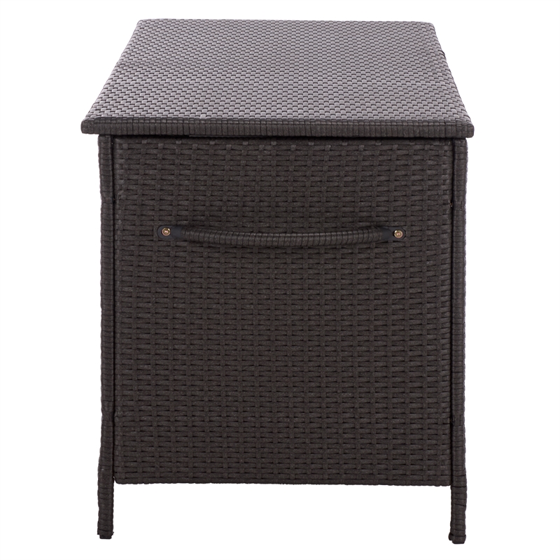 Safavieh Kent Metal and Rattan Cushion Box in Black