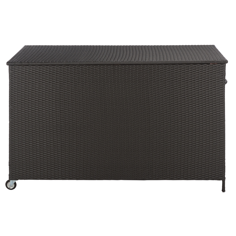 Safavieh Kent Large Metal and Rattan Cushion Box in Black