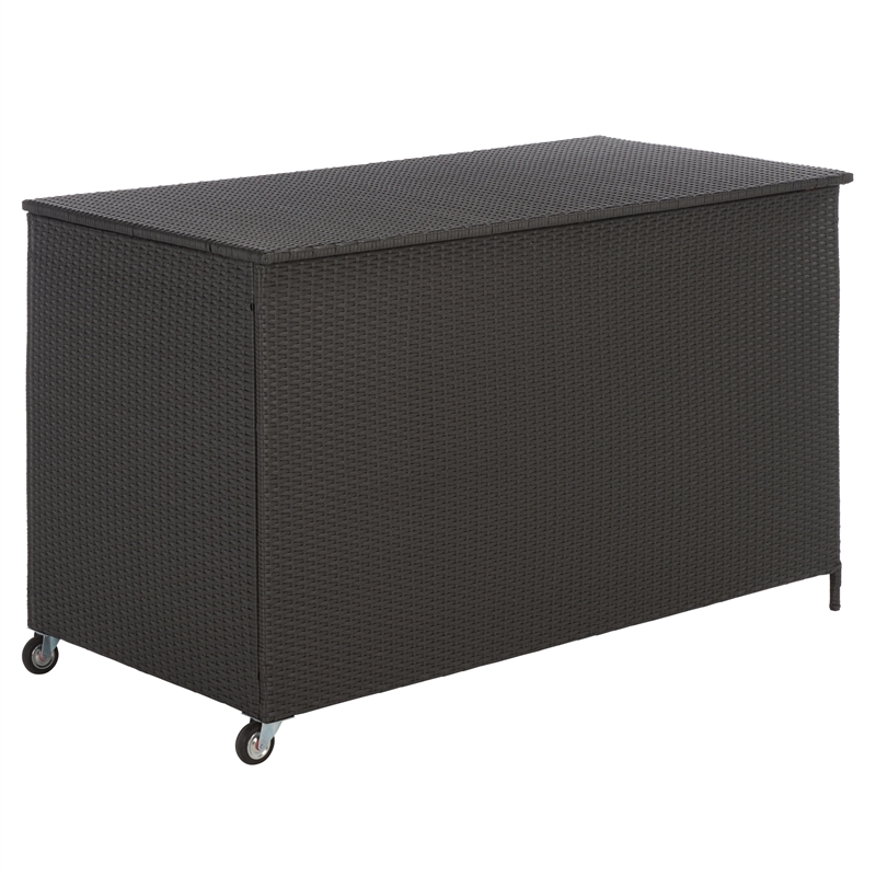 Safavieh Kent Large Metal and Rattan Cushion Box in Black