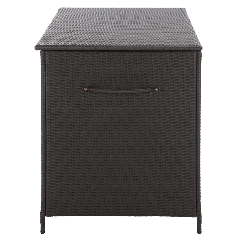 Safavieh Kent Large Metal and Rattan Cushion Box in Black
