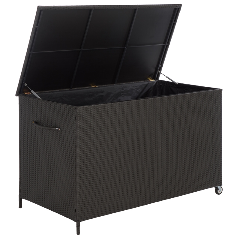 Safavieh Kent Large Metal and Rattan Cushion Box in Black