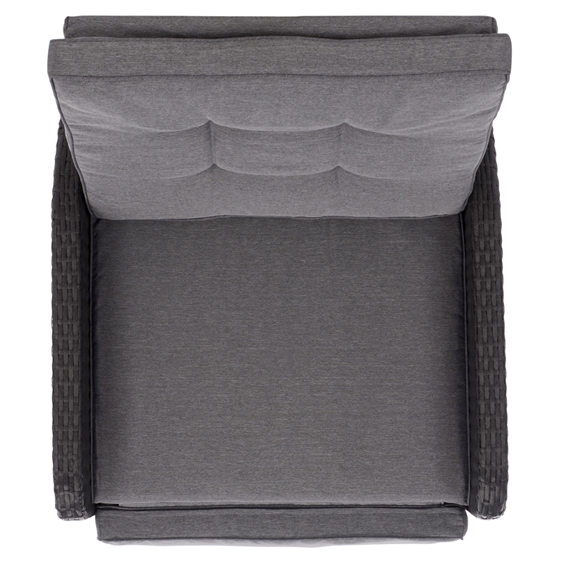 Safavieh Millman Metal and Rattan Recliner Chair in Black / Gray