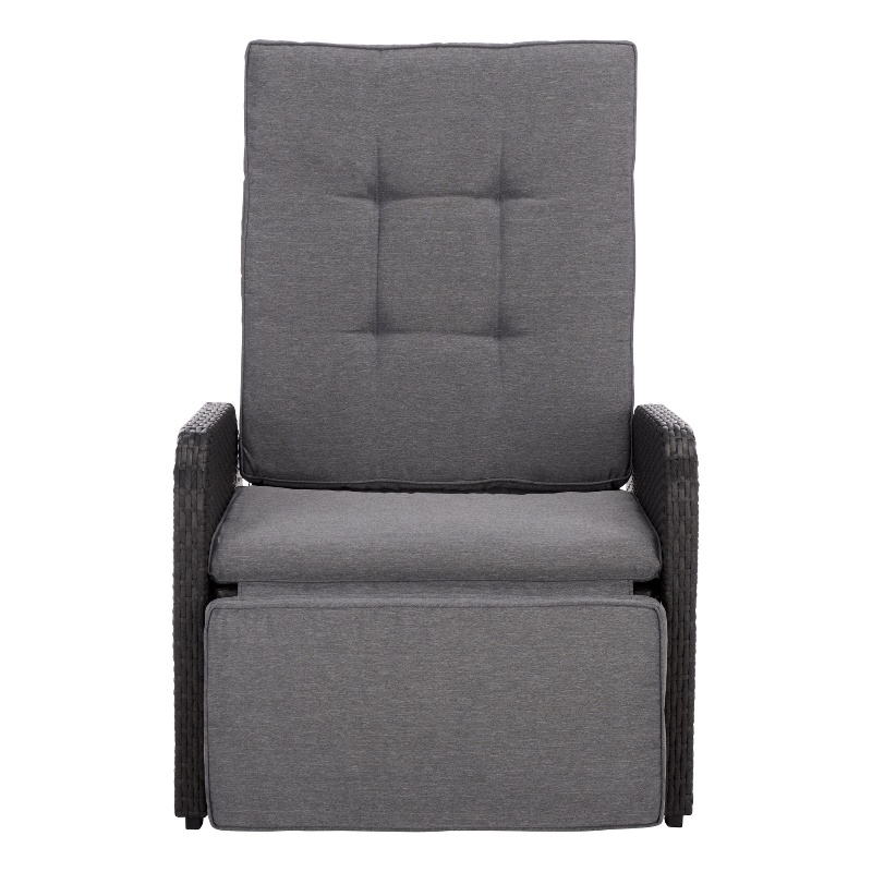 Safavieh Millman Metal and Rattan Recliner Chair in Black / Gray