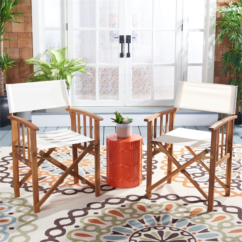 Safavieh Laguna Wood and Fabric Director Chair in Natural / Beige